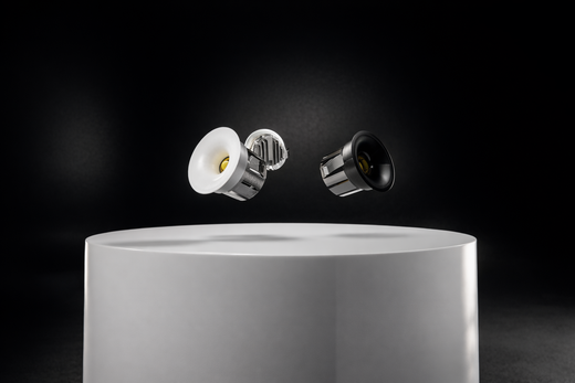 3 inch curved designer recessed LED downlight from C&C Lighting in white and black finishes