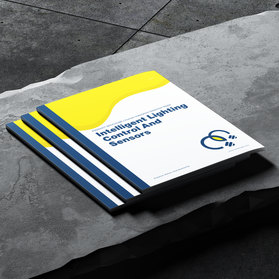 Intelligent Lighting Control & Sensors Catalogue Cover on dark background