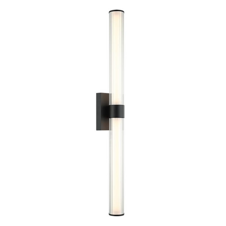 LED Clear Ribbed Acrylic Light 15W 3CCT - Matt Black/ Plated Gold