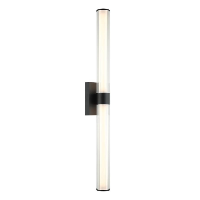 LED Clear Ribbed Acrylic Light 15W 3CCT - Matt Black/ Plated Gold
