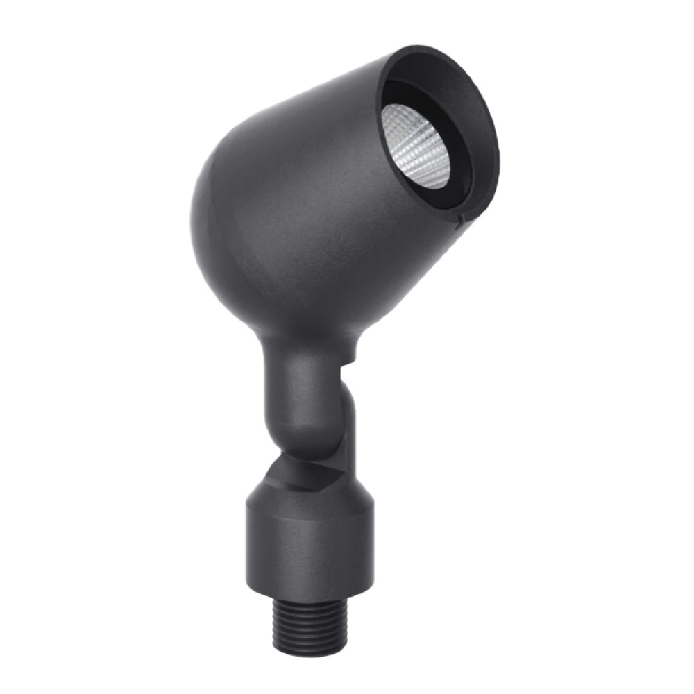C&C Lighting Rose Series Flood Light in Black RAL 9005 finish — die-cast aluminium outdoor LED projector with Bridgelux COB, adjustable knuckle joint, and threaded base mount
