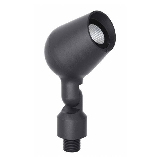 C&C Lighting Rose Series Flood Light in Black RAL 9005 finish — die-cast aluminium outdoor LED projector with Bridgelux COB, adjustable knuckle joint, and threaded base mount